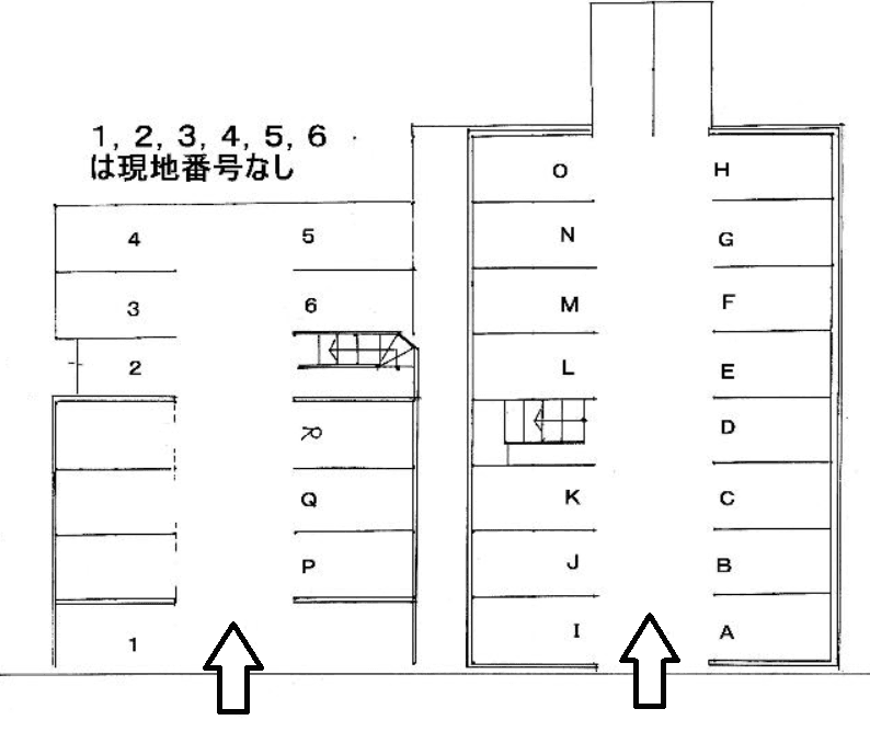 黒瀬ガレージの駐車配置図