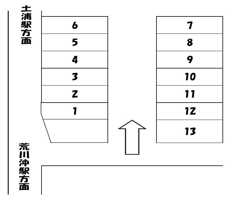 川端駐車場の駐車配置図