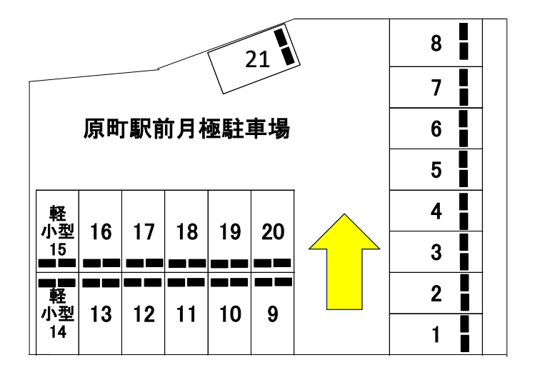 原町駅前月極駐車場の駐車配置図