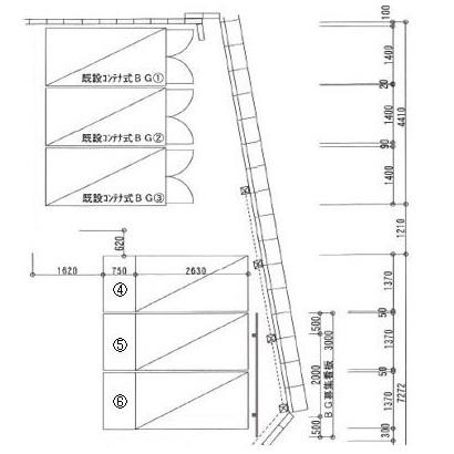 ちゃおちゃおバイクガレージ赤塚の駐車配置図