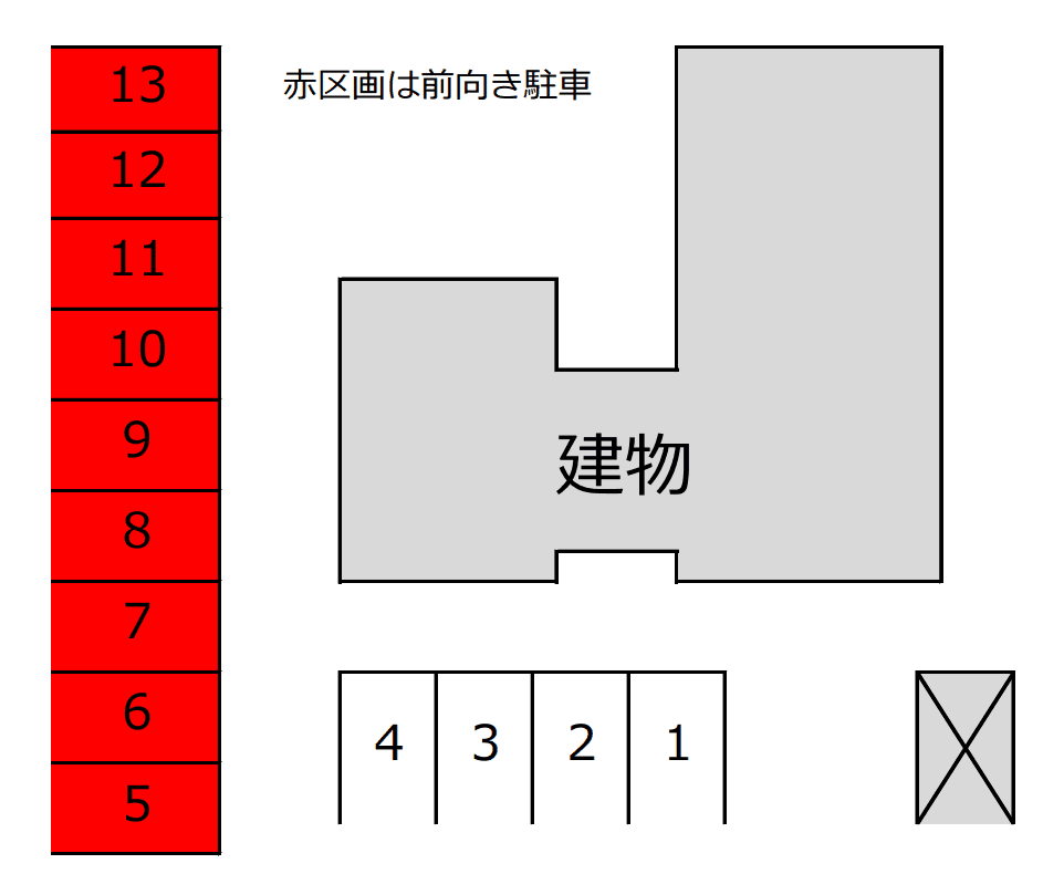 唐瀬1（小川）駐車場の駐車配置図