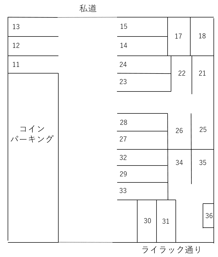 平林銀座通りガレージの駐車配置図