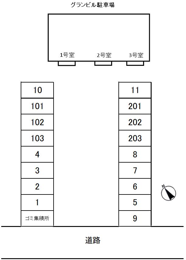 グランビル駐車場の駐車配置図