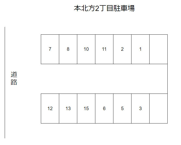 本北方2丁目駐車場の駐車配置図