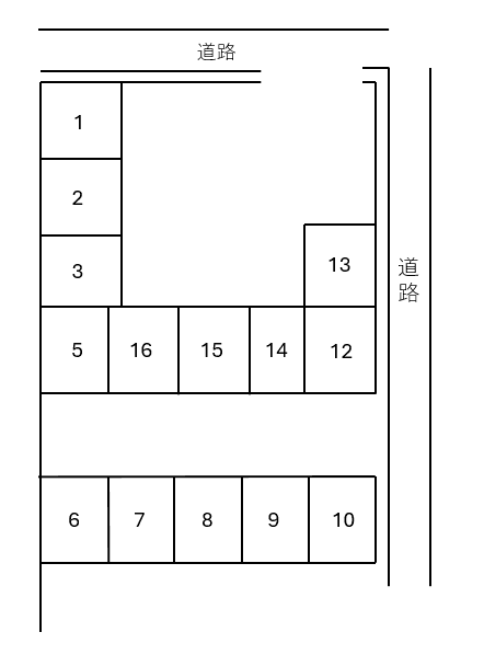 湯田温泉二丁目駐車場の駐車配置図