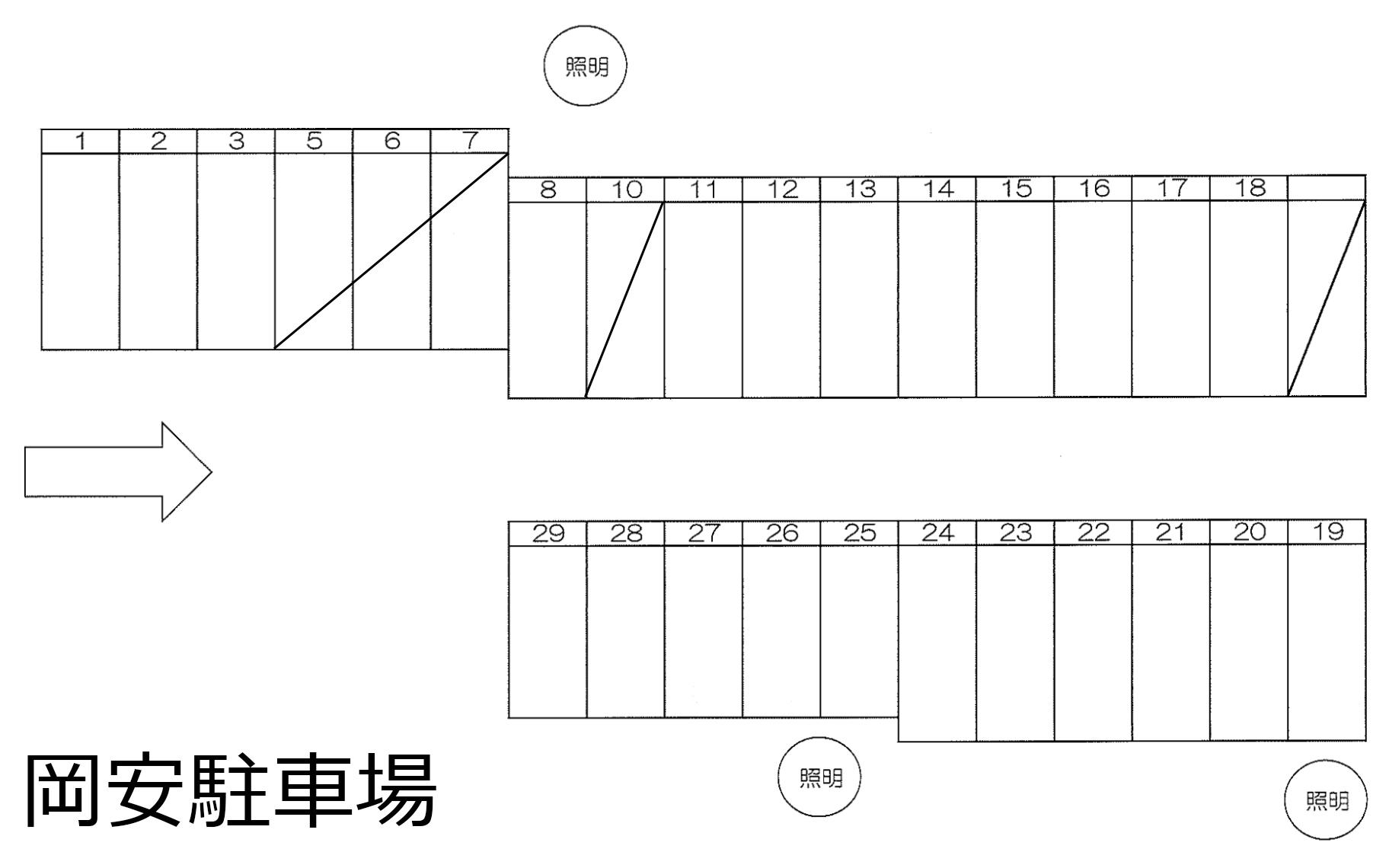 岡安駐車場の駐車配置図