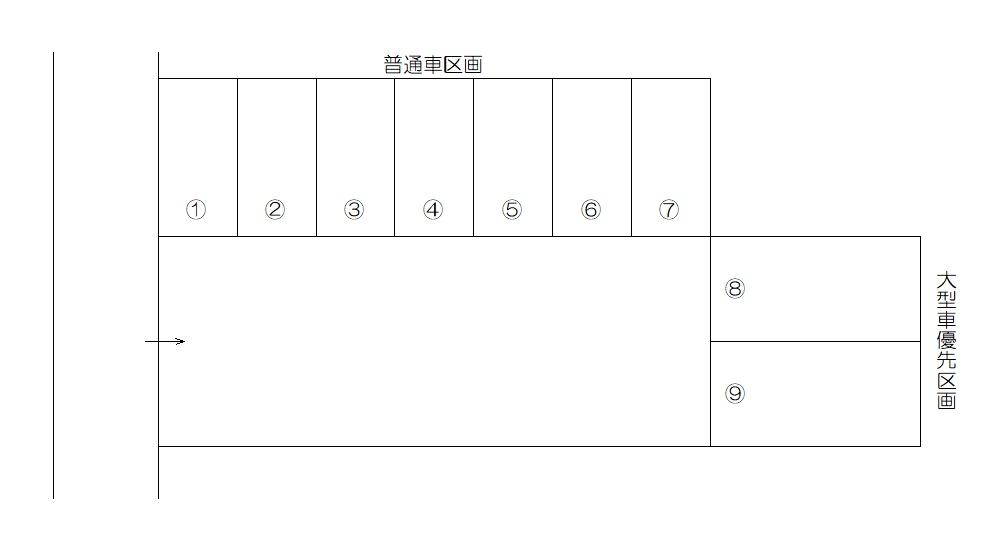 タキザワガレージの駐車配置図
