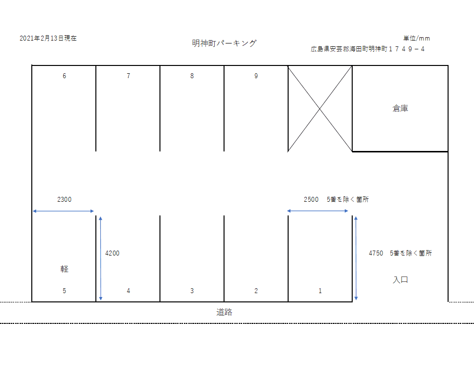 明神町パーキングの駐車配置図