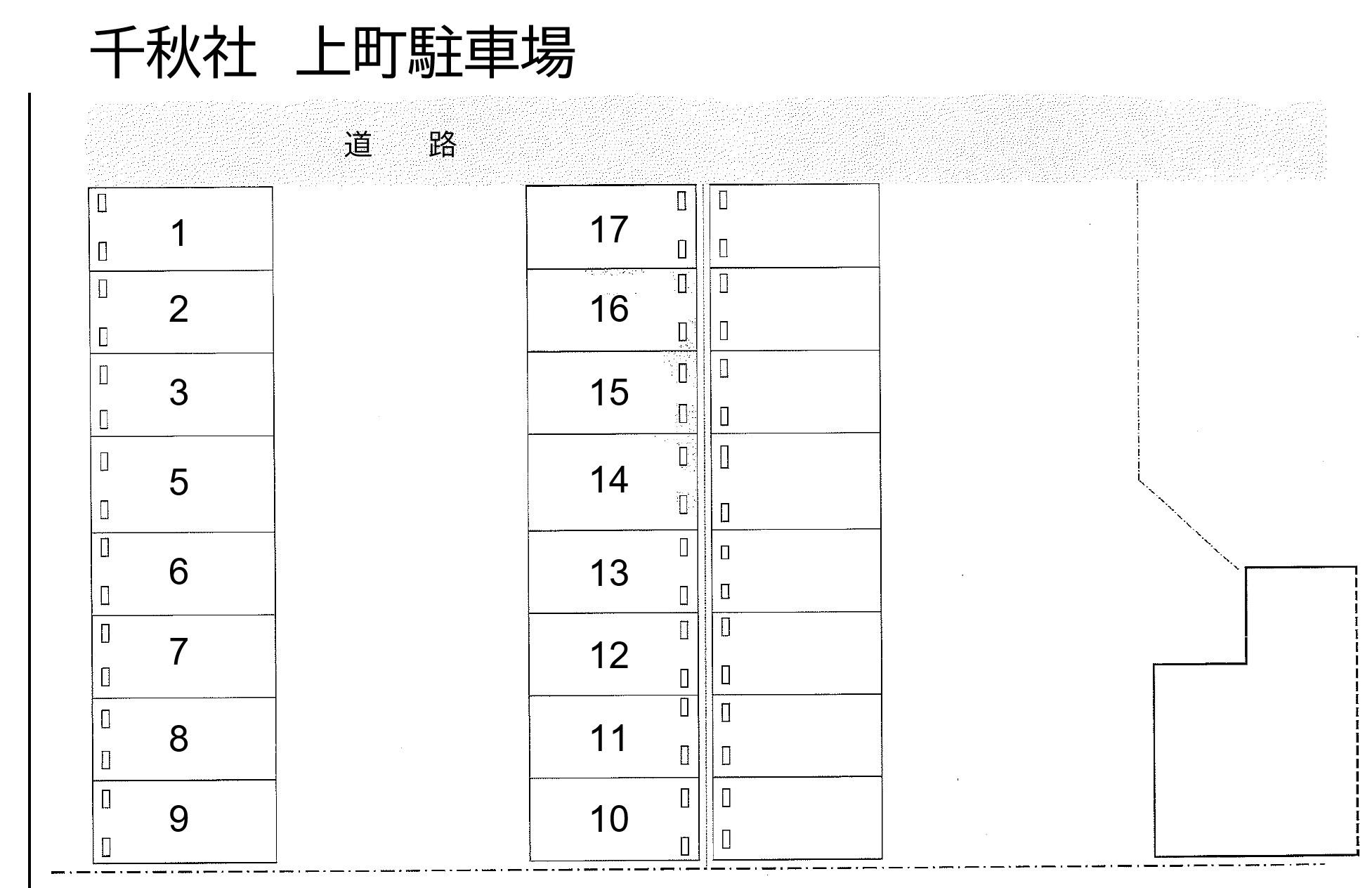 千秋社　上町駐車場の駐車配置図