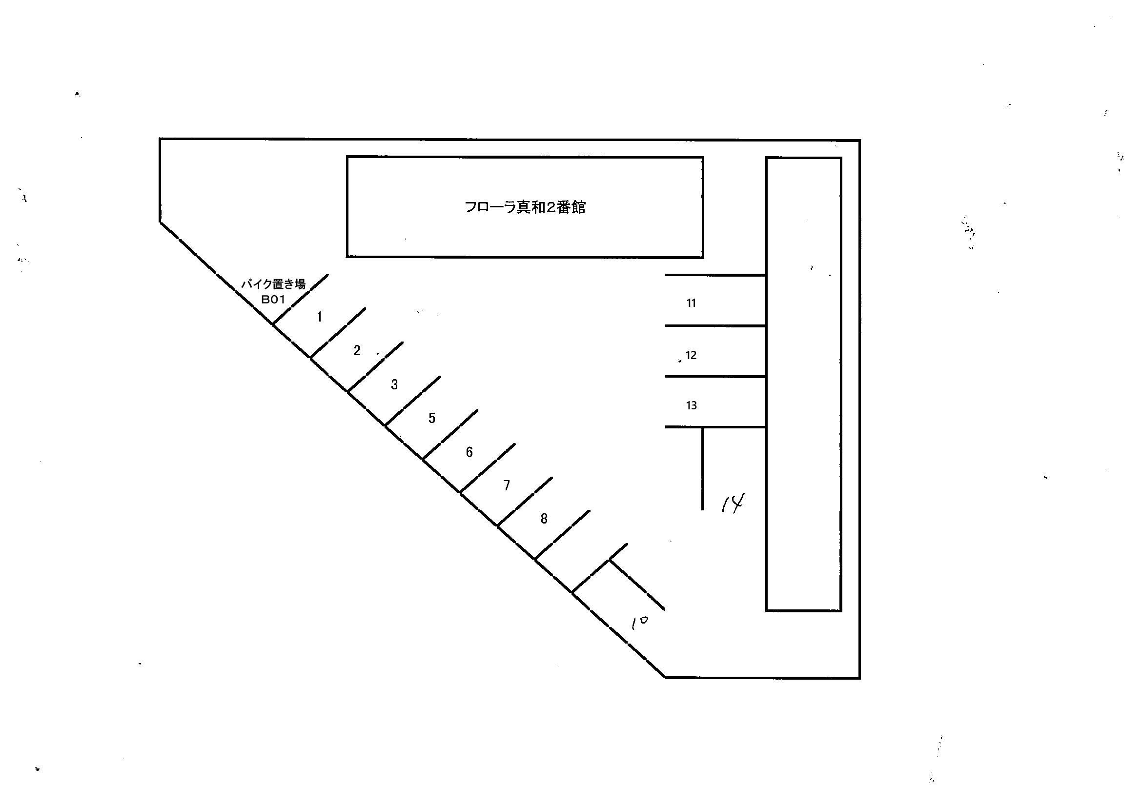 フローラ真和２番館駐車場の駐車配置図