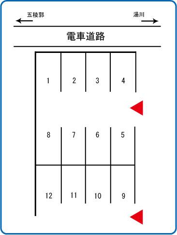 駒場町１０番（手前）の駐車配置図