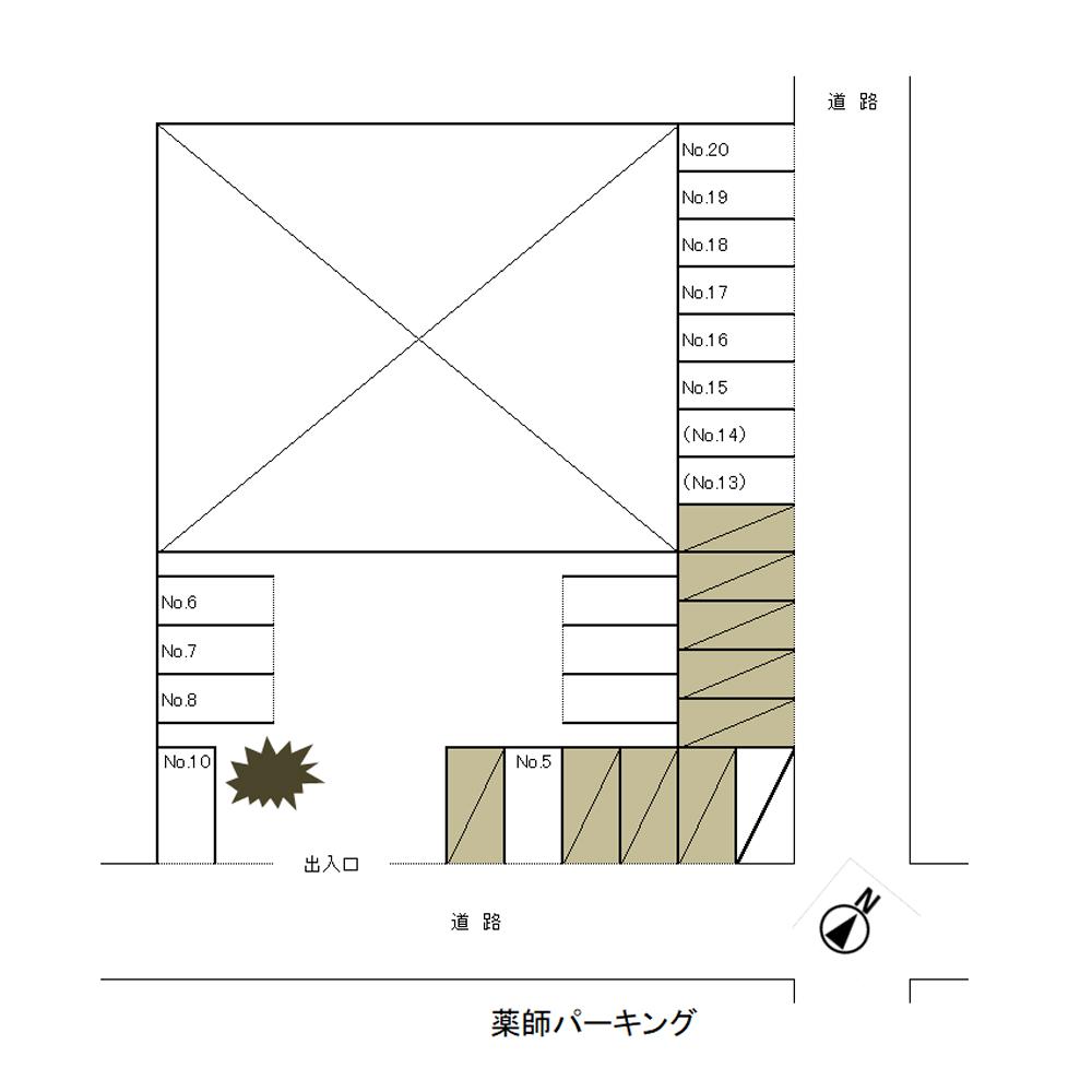 薬師パーキングの駐車配置図