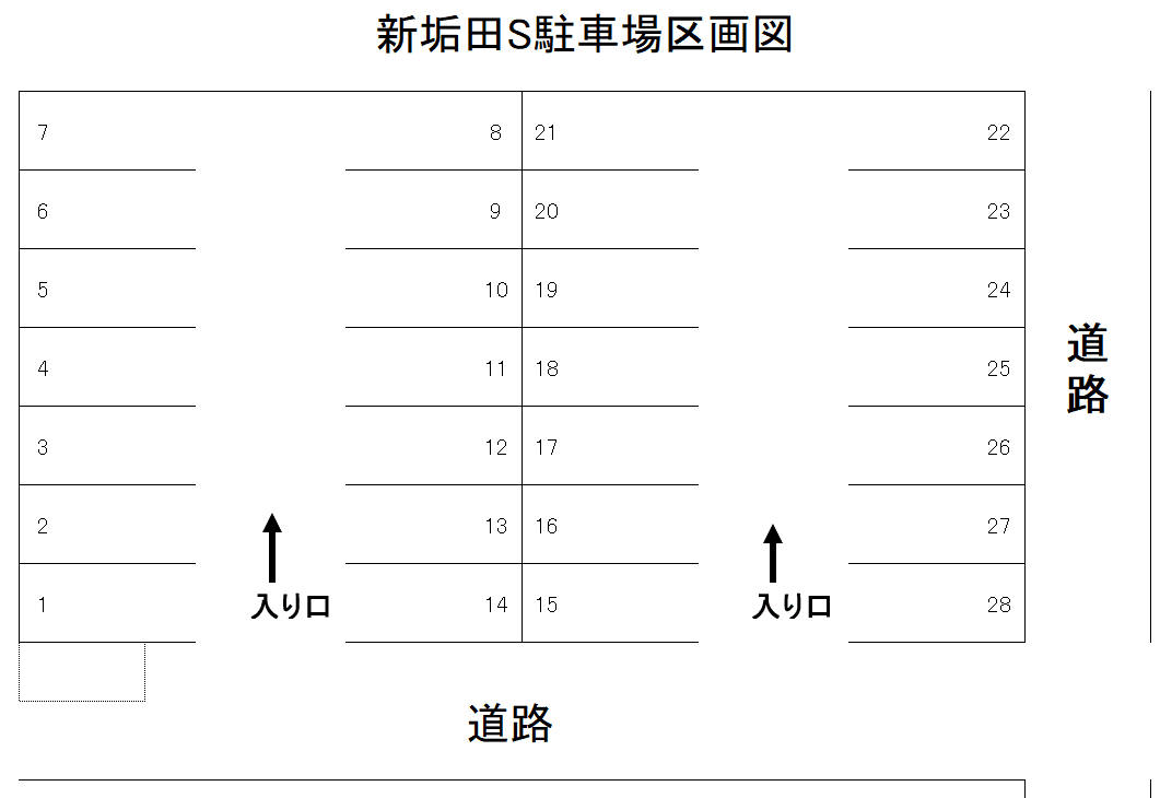 新垢田Ｓ駐車場の駐車配置図