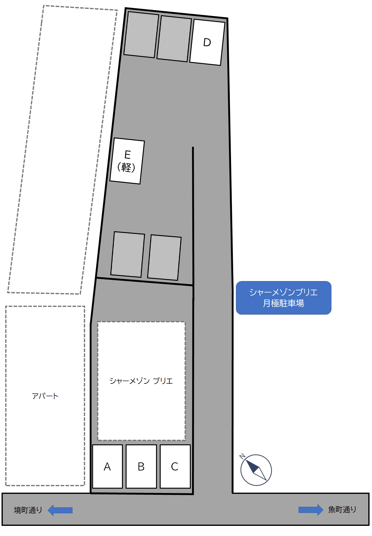 シャーメゾンブリエ月極駐車場の駐車配置図