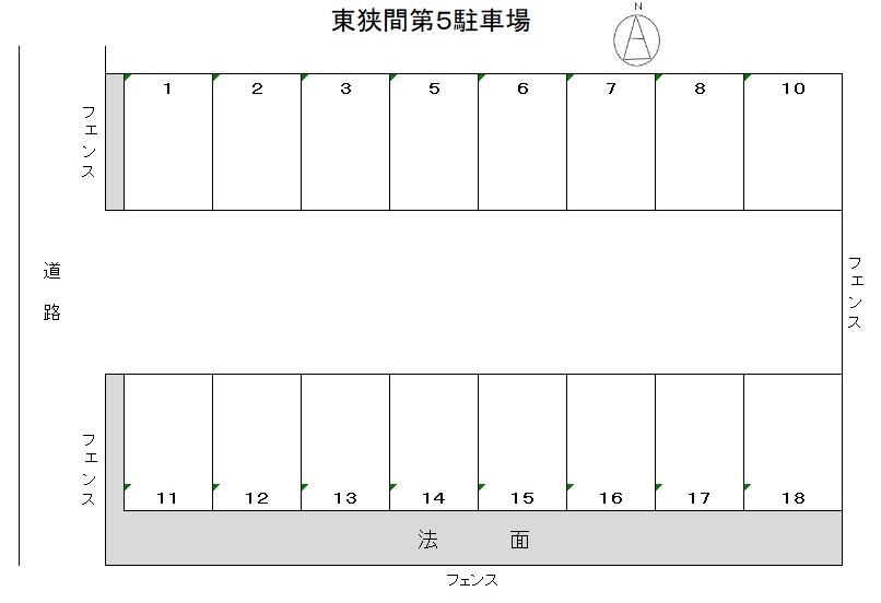 東狭間第５駐車場の駐車配置図