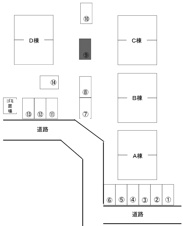 ﾊｲﾂやまと駐車場の駐車配置図