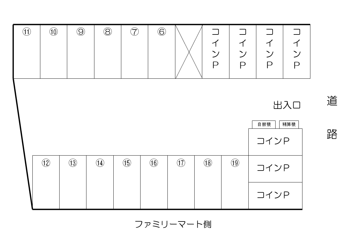 大江パーキングの駐車配置図