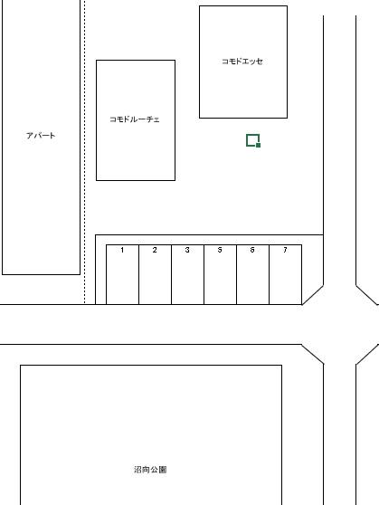 沼向公園前駐車場の駐車配置図