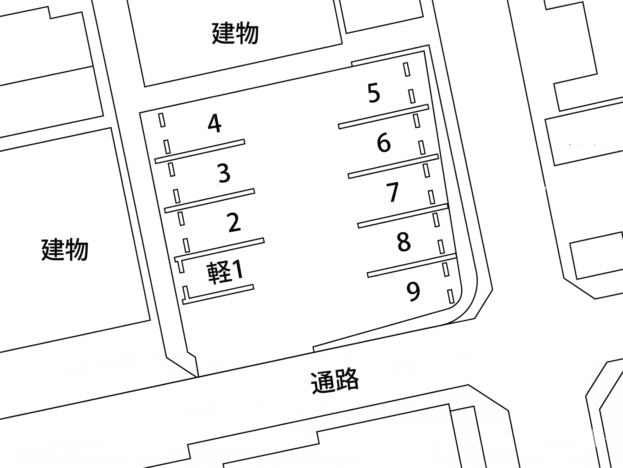 米田ガレージの駐車配置図