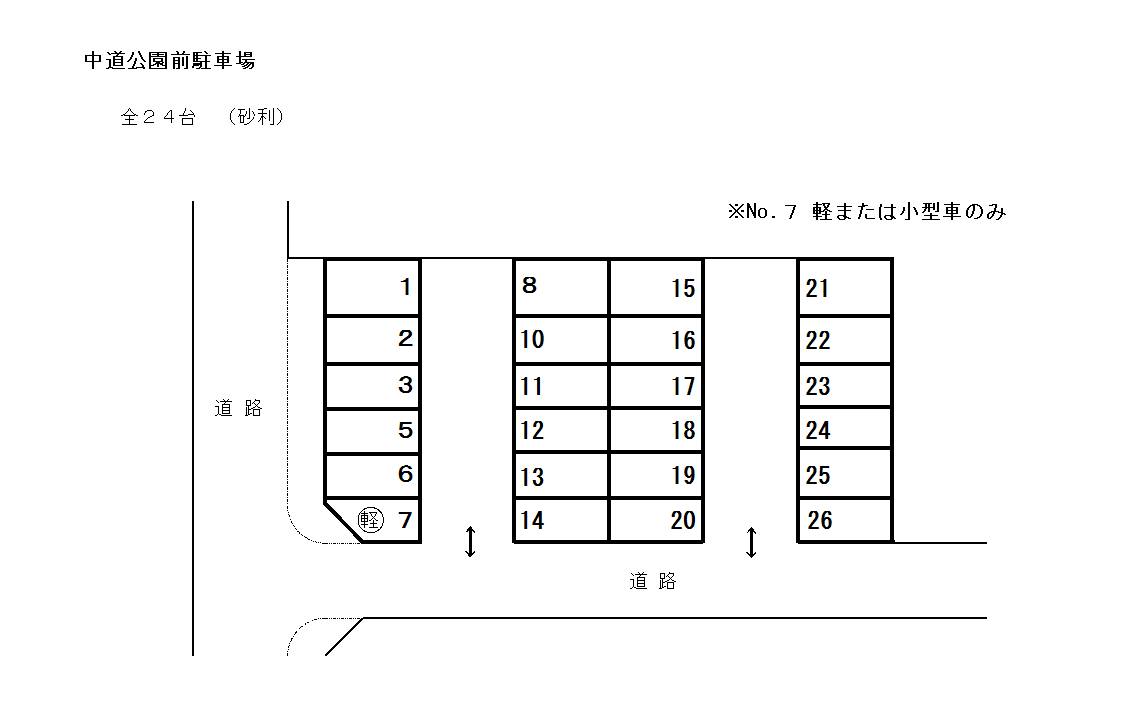 中道公園前駐車場の駐車配置図
