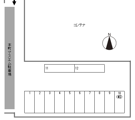 本町マスエム第2駐車場の駐車配置図