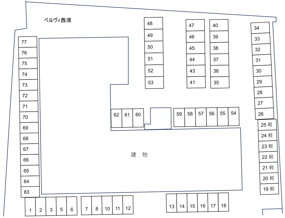 ベルヴィ西浦の駐車配置図