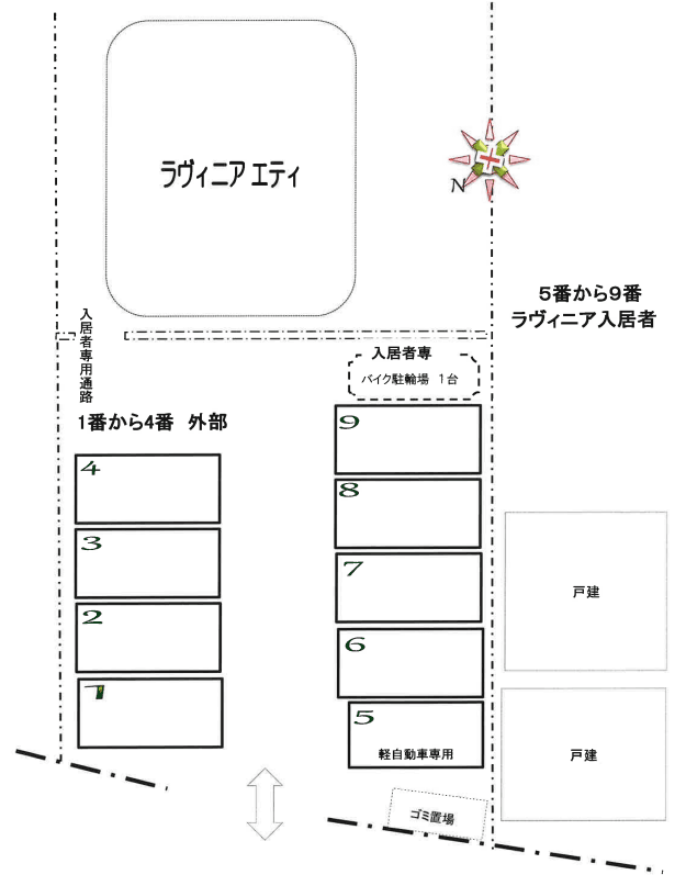 ラヴィニア駐車場の駐車配置図