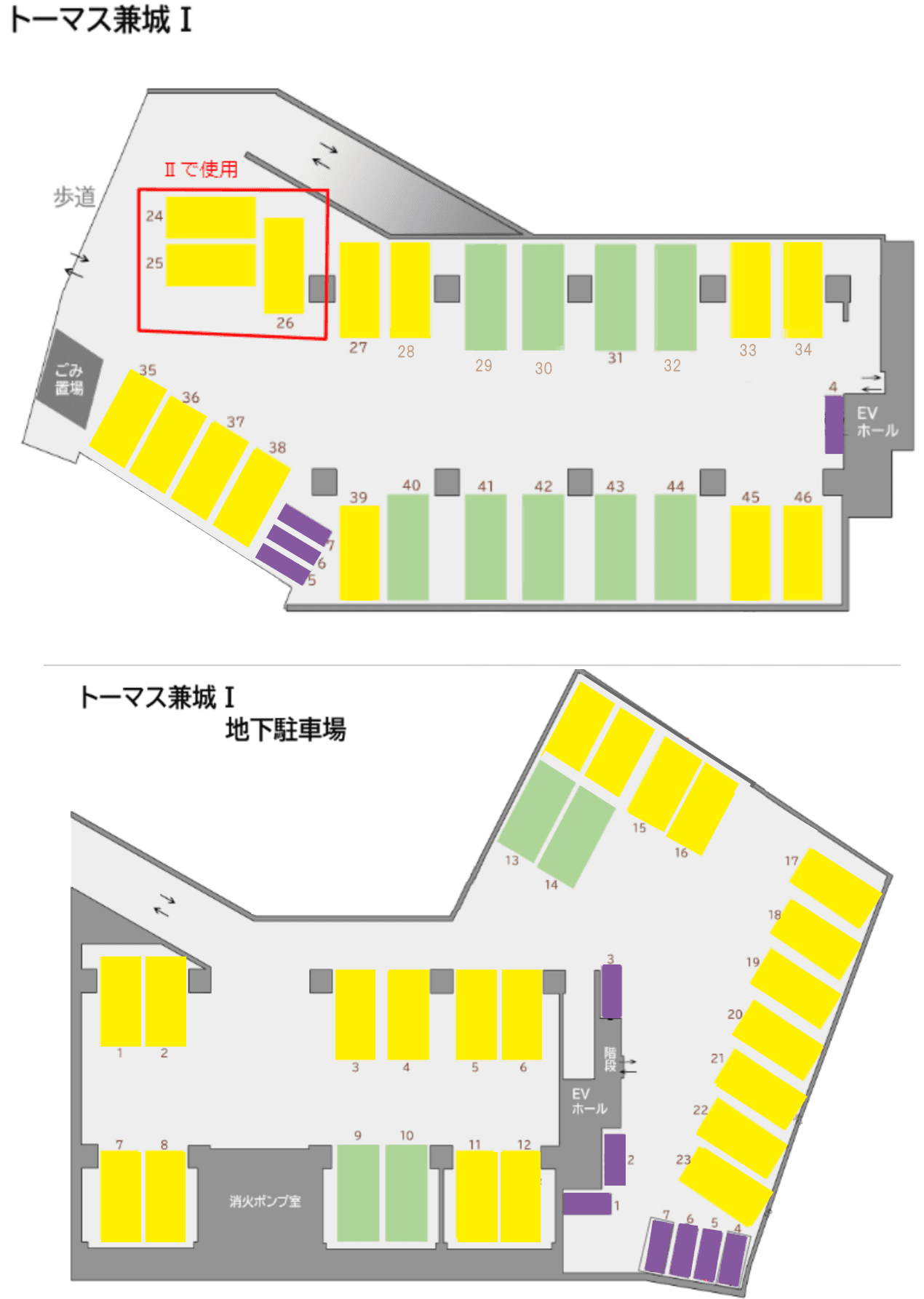 トーマス兼城Ⅰの駐車配置図