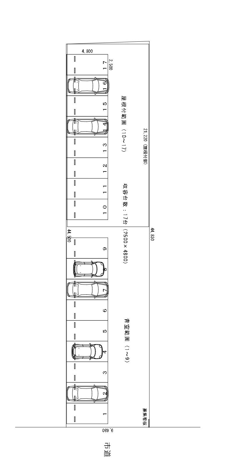 西湊町通４ノ町駐車場の駐車配置図