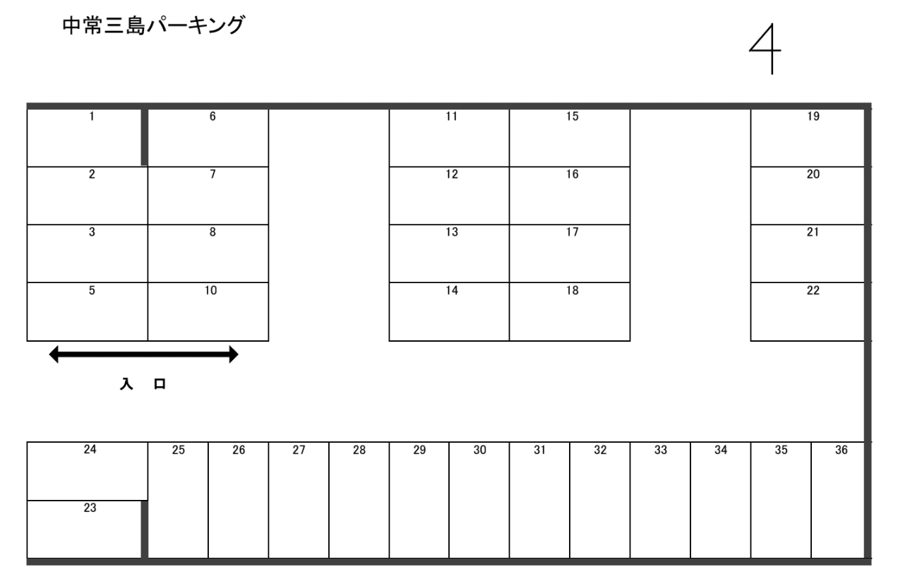 中常三島パーキングの駐車配置図