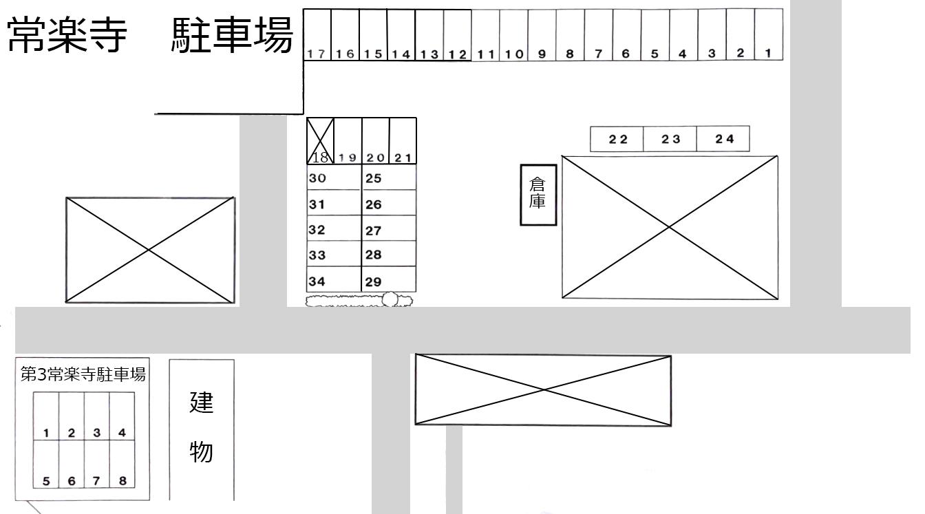 常楽寺　駐車場の駐車配置図