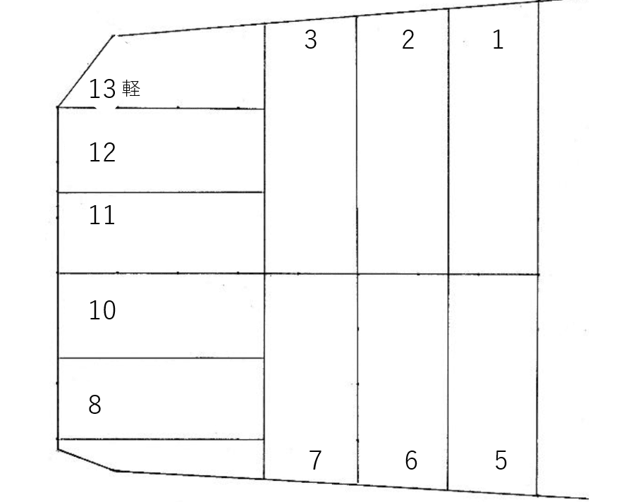 元宮ガレージの駐車配置図