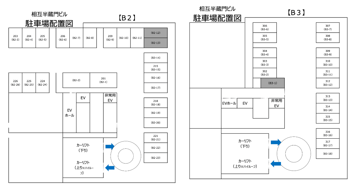 KF-Park相互半蔵門ビルの駐車配置図