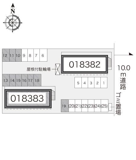中屋敷Ｂ(18383)の駐車配置図