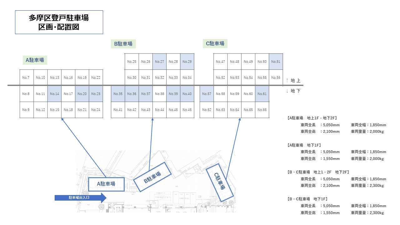 多摩区登戸駐車場の駐車配置図