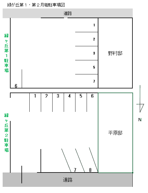 緑ヶ丘(伊集院)駐車場の駐車配置図