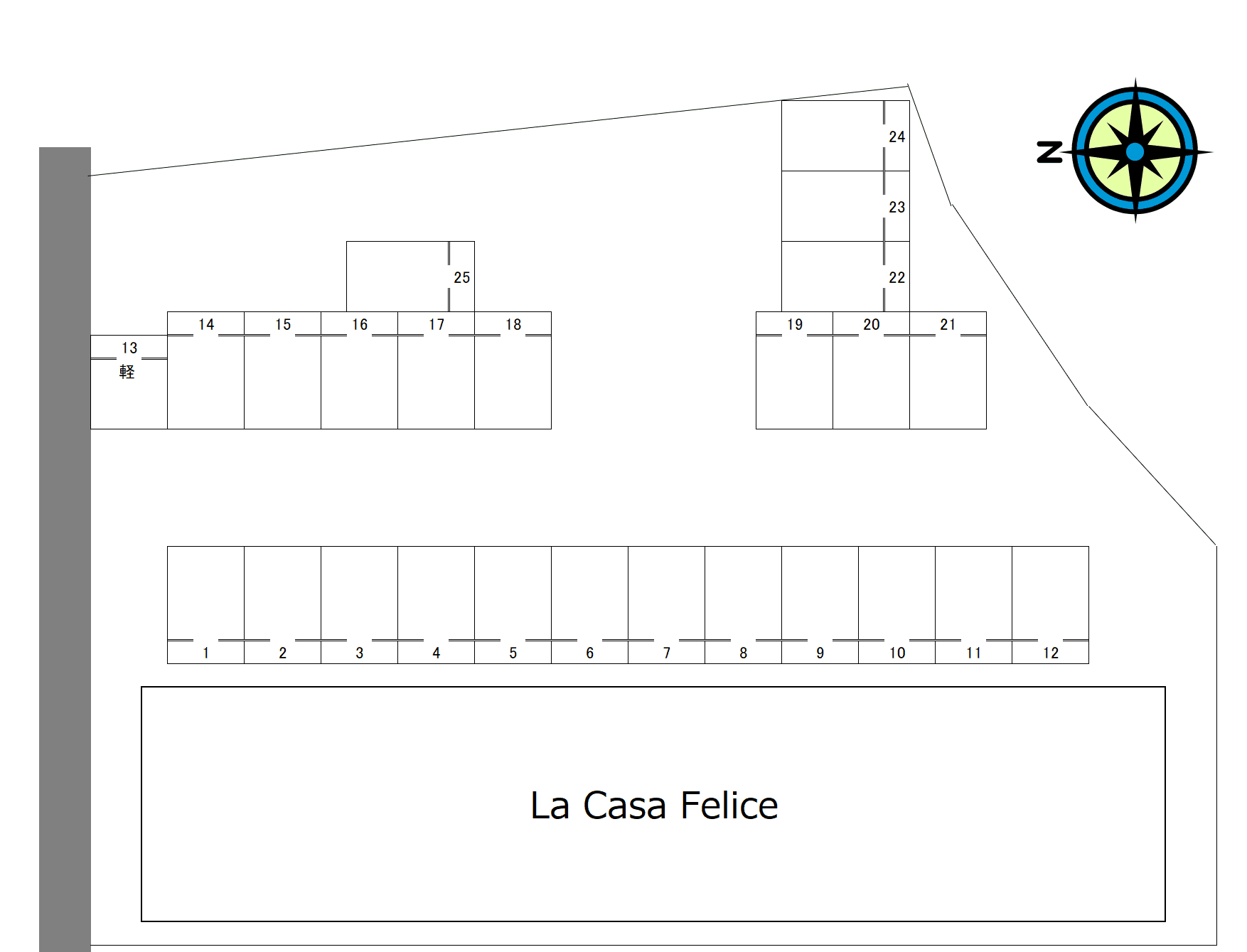 La Casa Feliceの駐車配置図