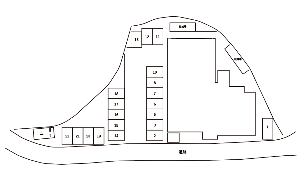 アンプルールフェールネサンス駐車場の駐車配置図