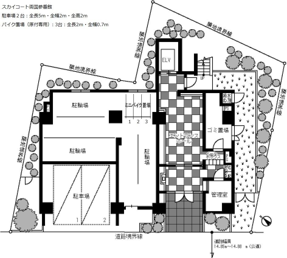 スカイコート両国参番館の駐車配置図