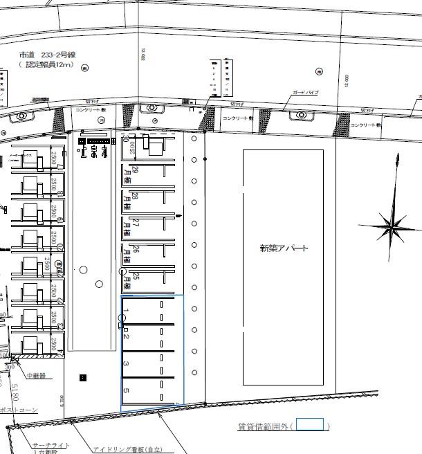 東久留米新川町１丁目の駐車配置図