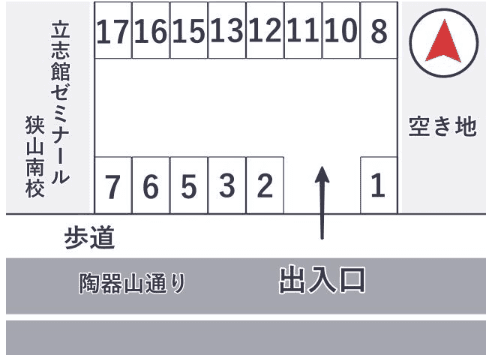 西山台南モータープールの駐車配置図