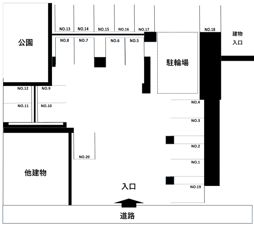 パークサイド竹虎の駐車配置図