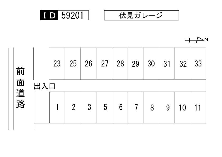 伏見ガレージの駐車配置図