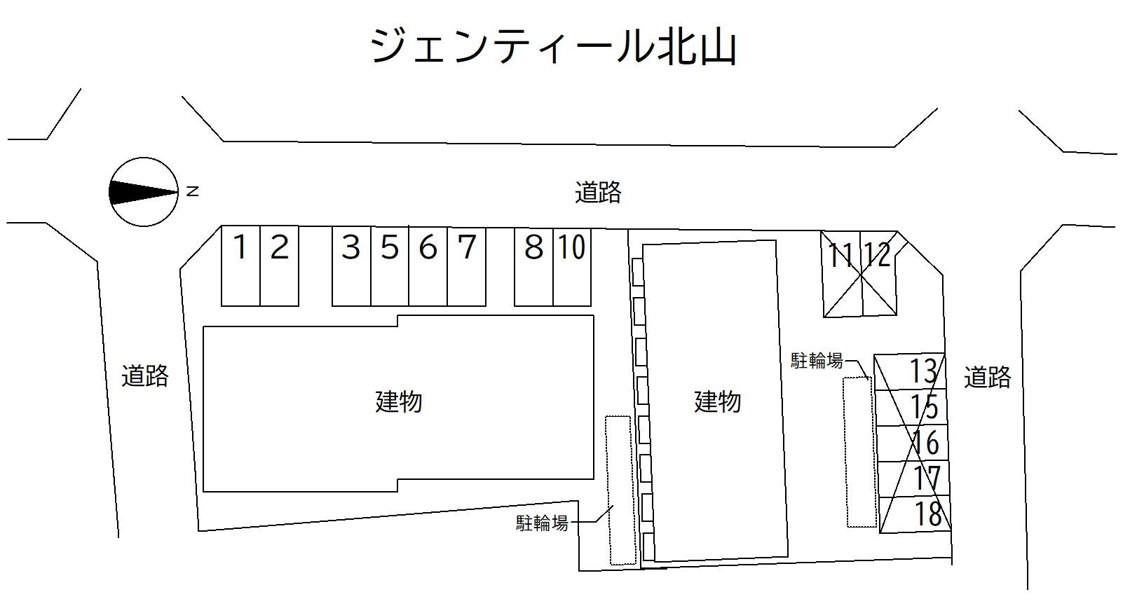 ジェンティール北山の駐車配置図