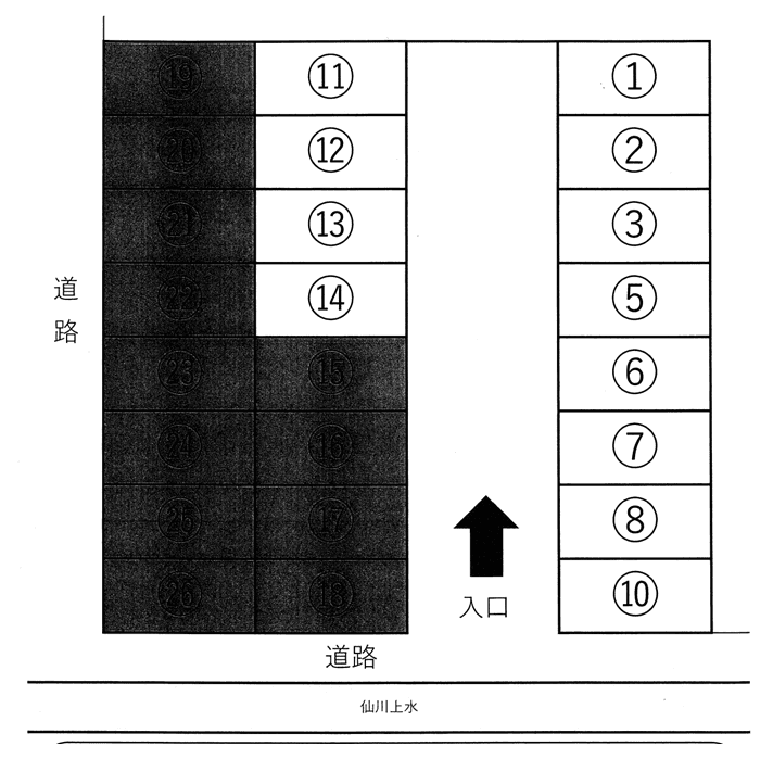 秋本第5駐車場の駐車配置図
