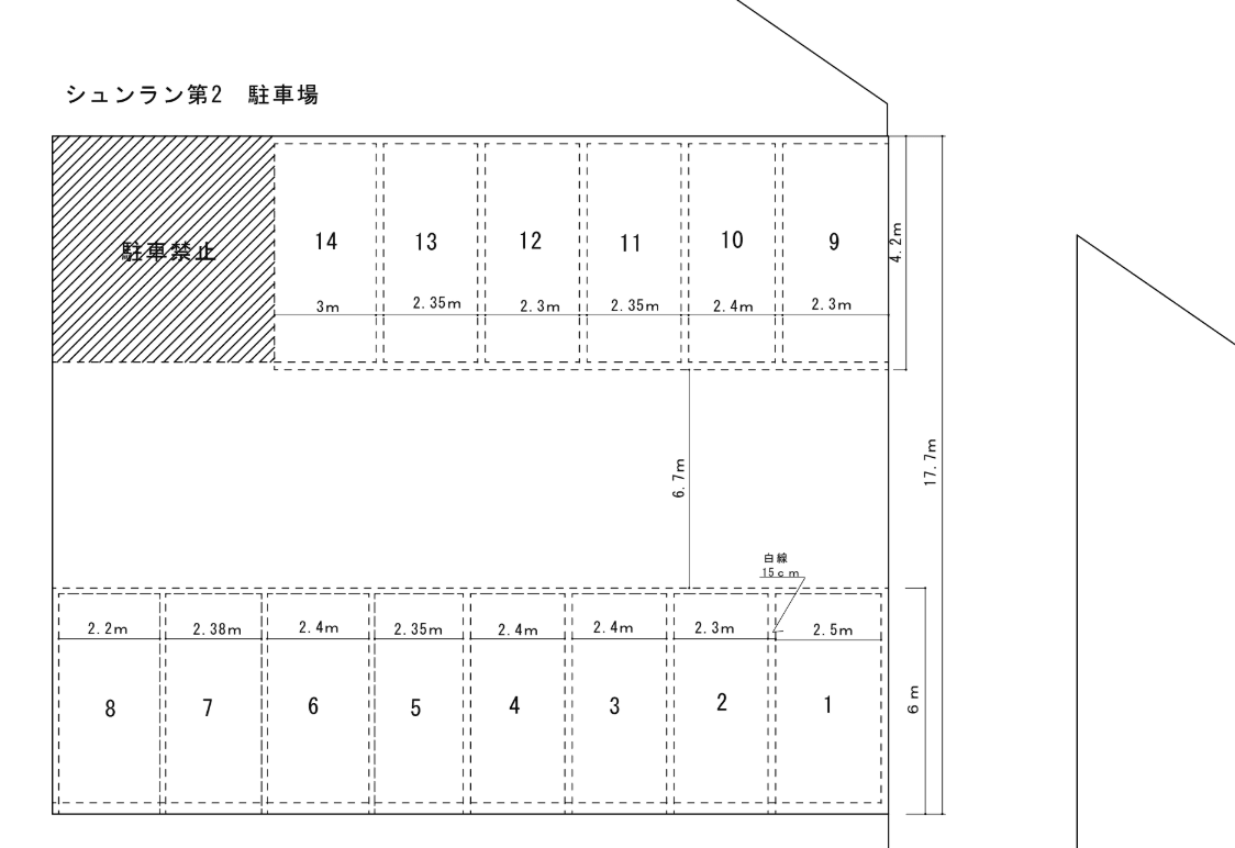 シュンラン第2駐車場の駐車配置図