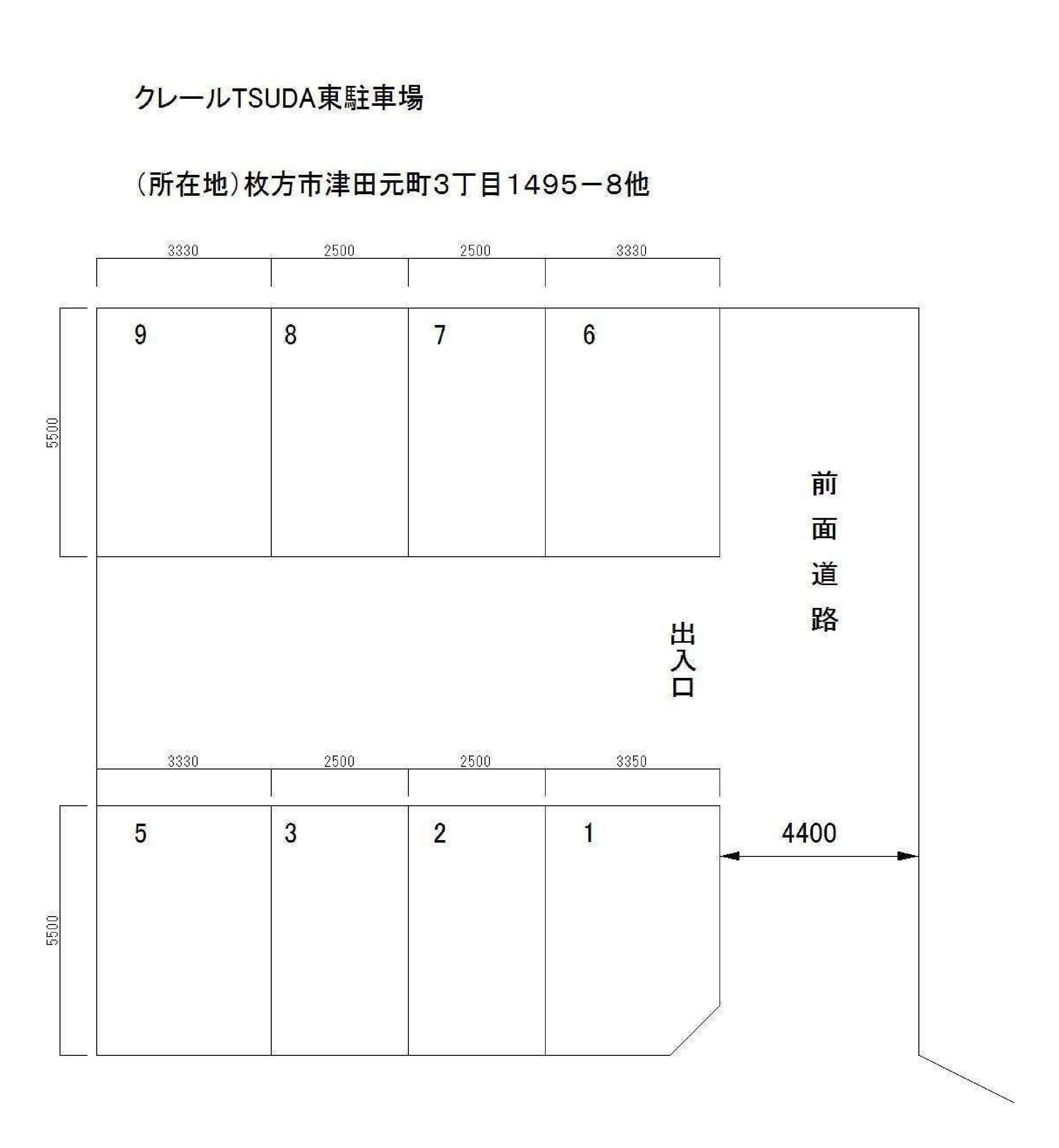 クレールＴＳＵＤＡ東駐車場の駐車配置図
