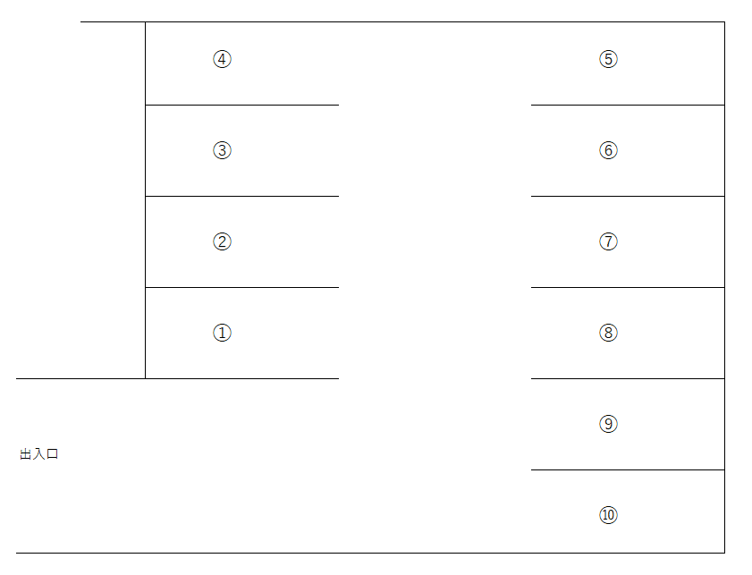 折手ガレージの駐車配置図