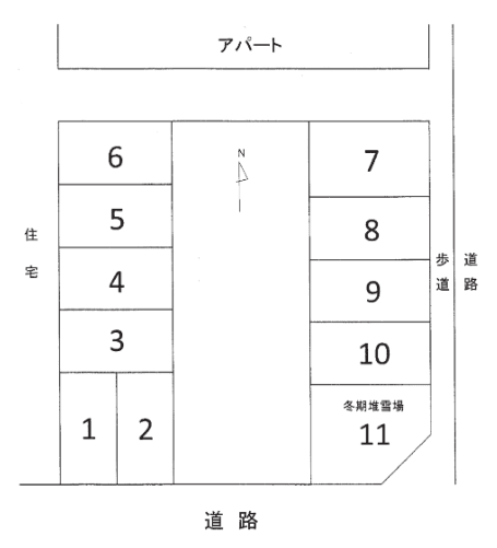 北38条東10丁目パーキングの駐車配置図