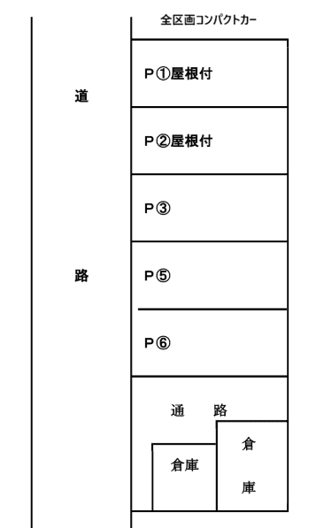 米山アパート敷地外駐車場の駐車配置図